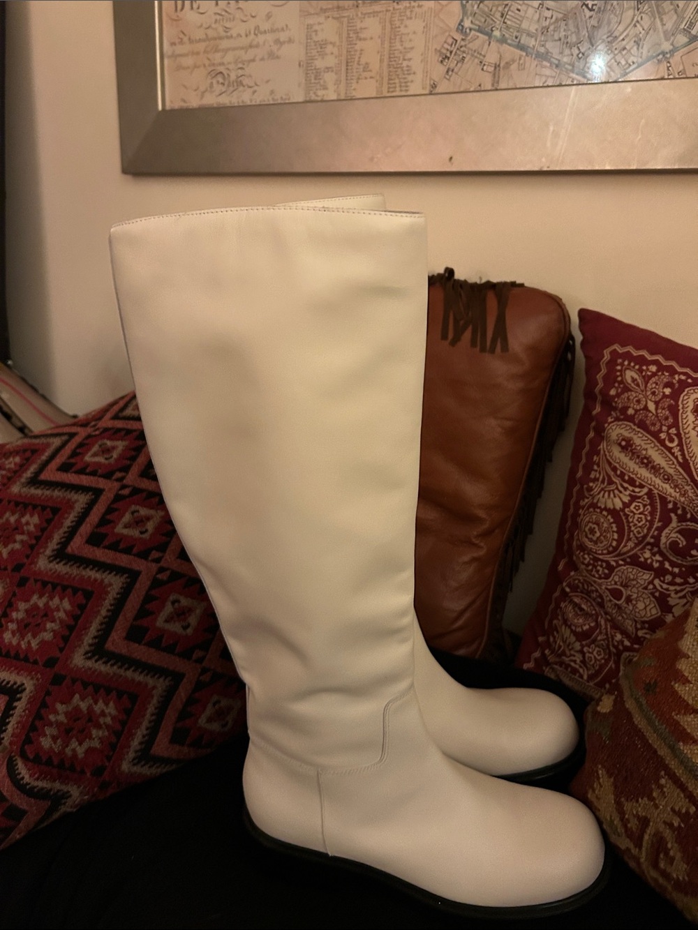 Marc Fisher ivory tall leather boots